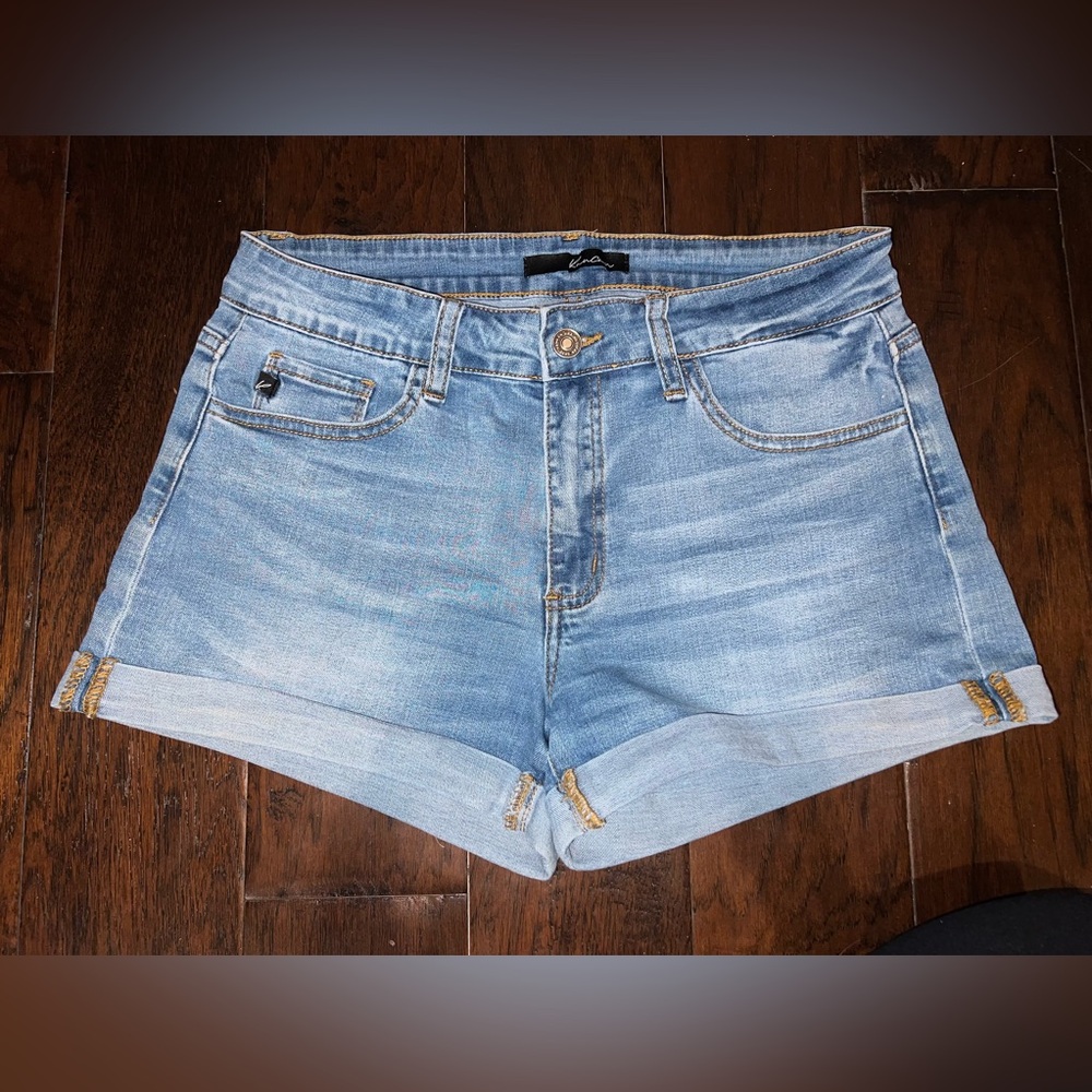 Kancan Denim Rolled Cuff Shorts
